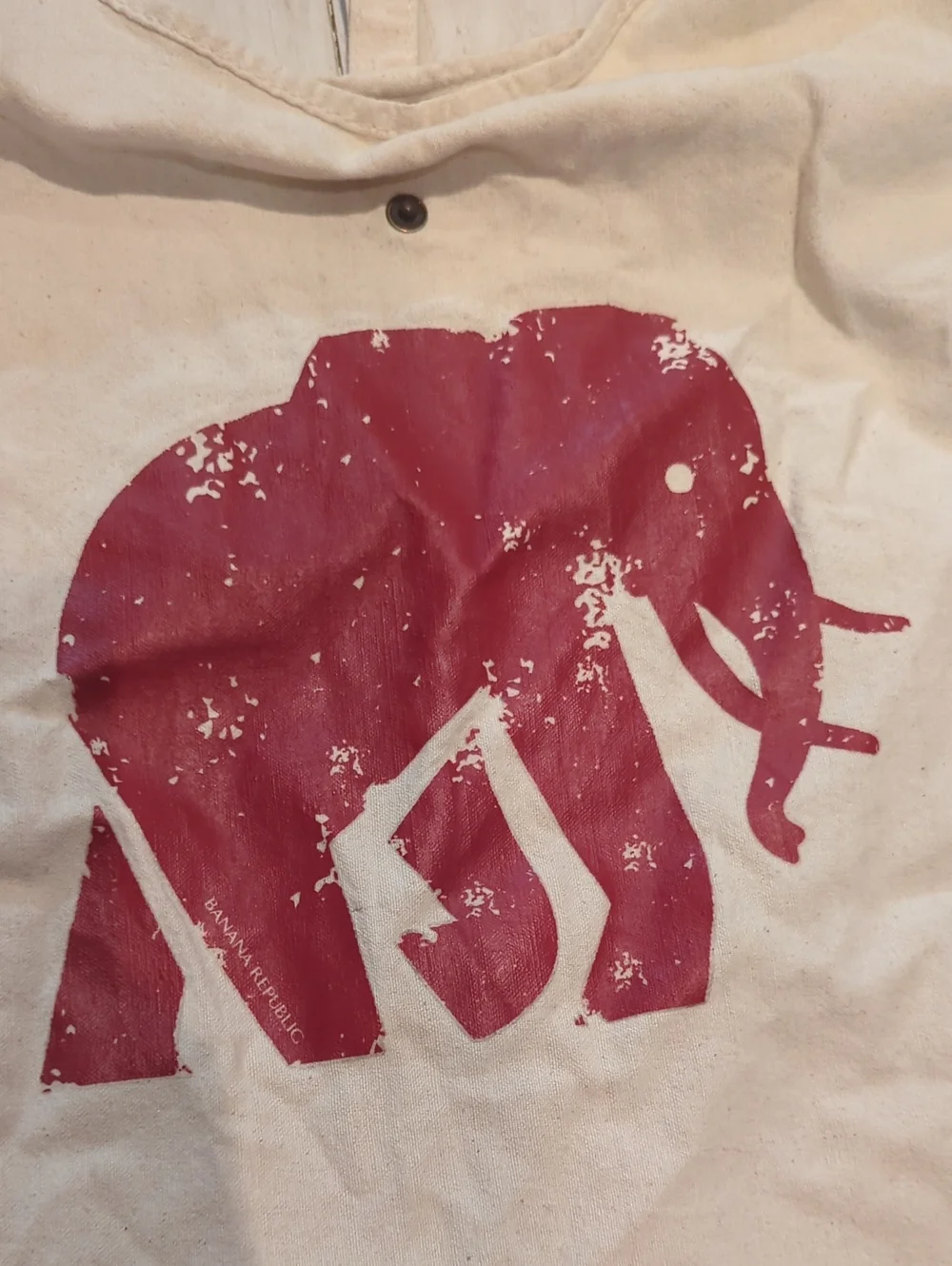 Canvas Tote With Red Elephant Print